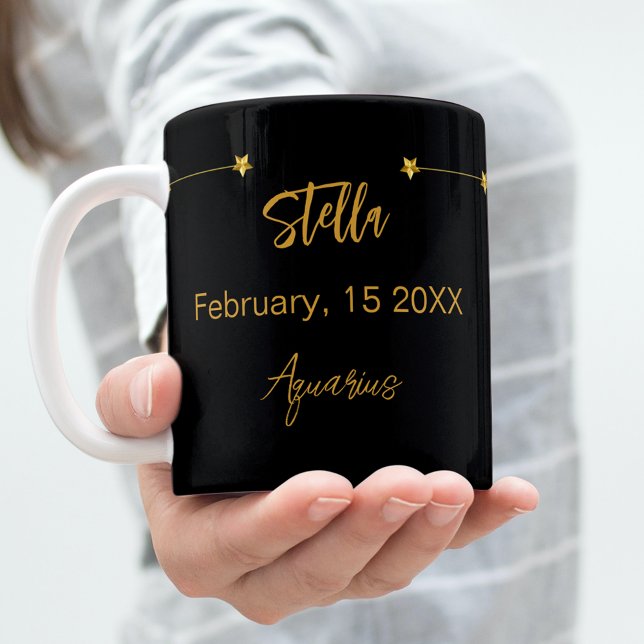 Black gold Aquarius star constellation birthday Coffee Mug (Creator Uploaded)