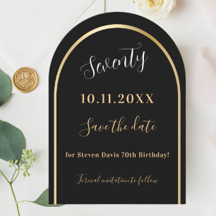 Black gold arch birthday save the date