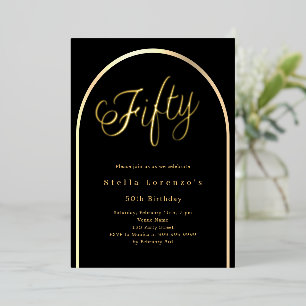 Black gold arch script 50th birthday luxury