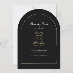 Black Gold Arch White Save the Date Wedding Invitation