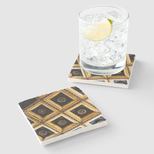 Black Gold Architecture Stone Coaster (Side)