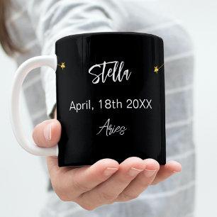 Black gold Aries star constellation birthday Coffee Mug