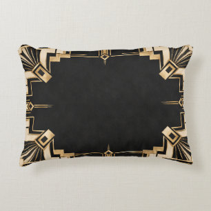 Black & Gold Art Deco Border Decorative Cushion