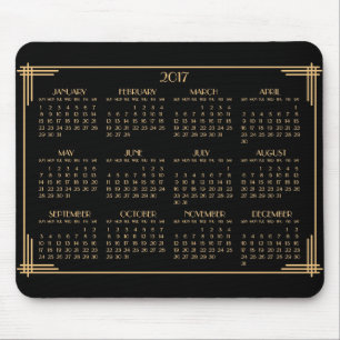 Black Gold Art Deco Calendar 2017 Mouse Pad