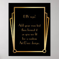 Black Gold Art Deco Custom DIY Wedding Sign