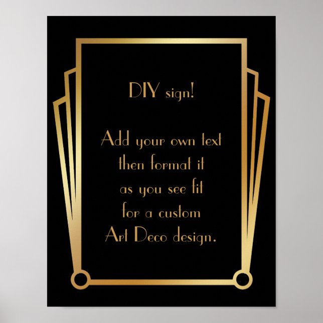 Black Gold Art Deco Custom DIY Wedding Sign (Front)