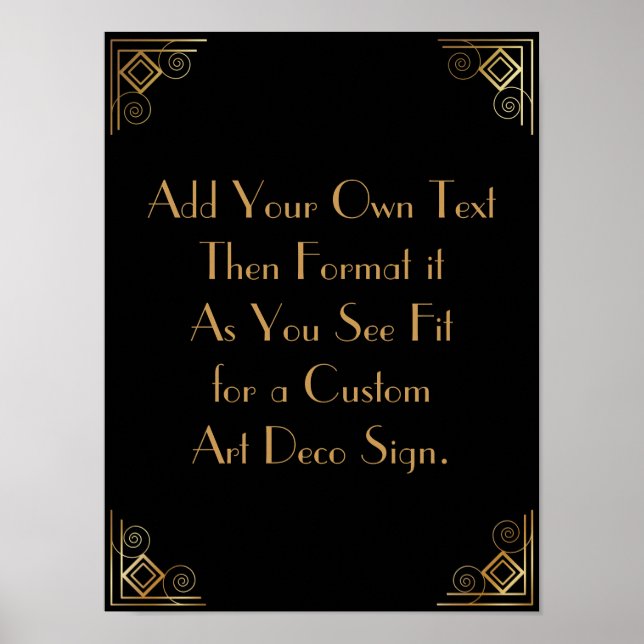 Black Gold Art Deco Custom DIY Wedding Sign (Front)