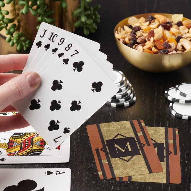 Black & Gold Art Deco Custom Monogram Playing Cards (In Situ)