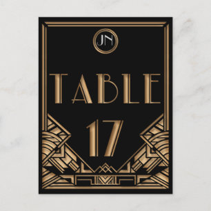 Black Gold Art Deco Gatsby Style Table Number 17 Postcard