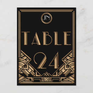 Black Gold Art Deco Gatsby Style Table Number 24 Postcard