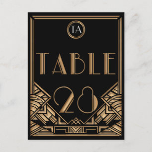 Black Gold Art Deco Gatsby Style Table Number 28 Postcard