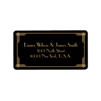 Black Gold Art Deco Great Gatsby Address Labels