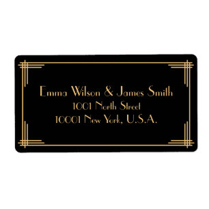 Black Gold Art Deco Great Gatsby Shipping Labels