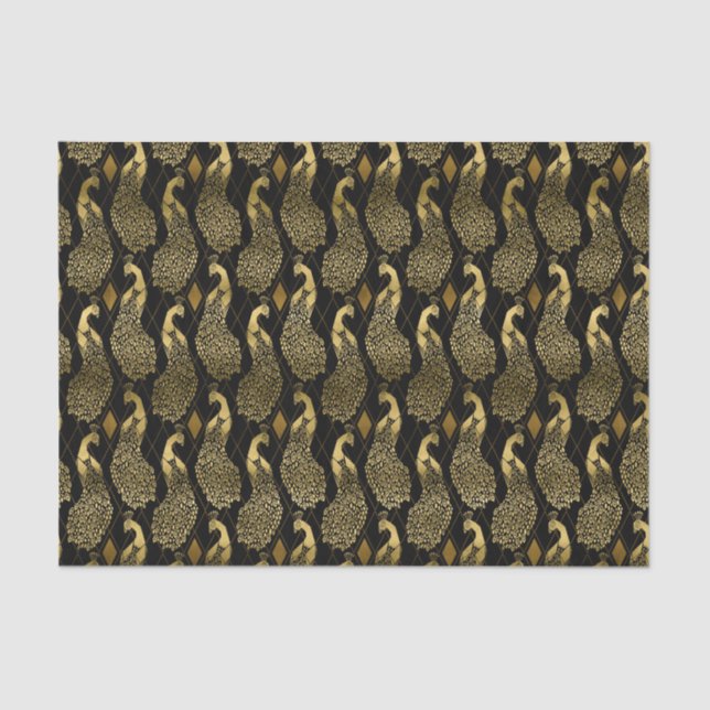 Black gold art deco pattern party tissue paper (Front)