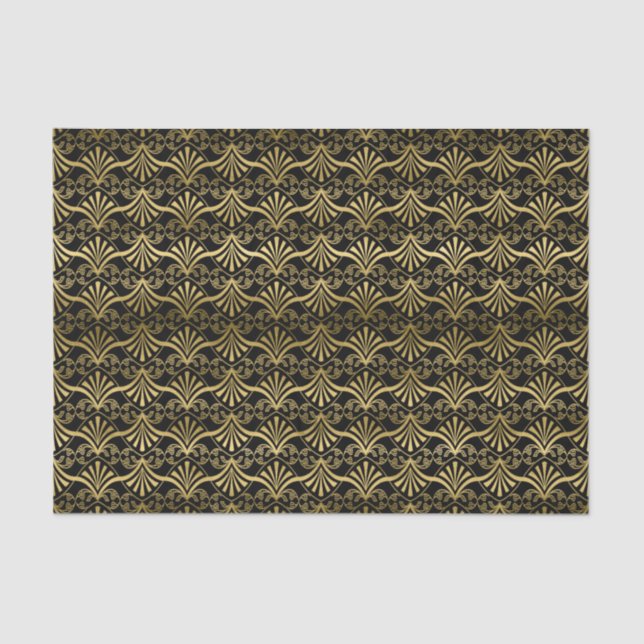 Black gold art deco pattern party tissue tissue paper (Front)