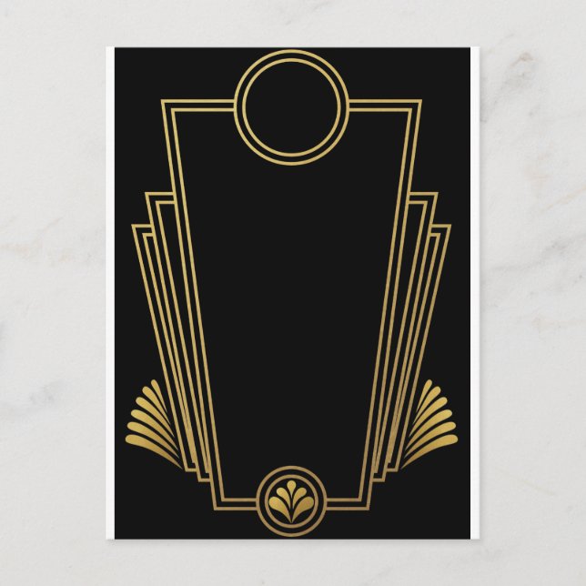 Black Gold Art Deco Post Card (Front)