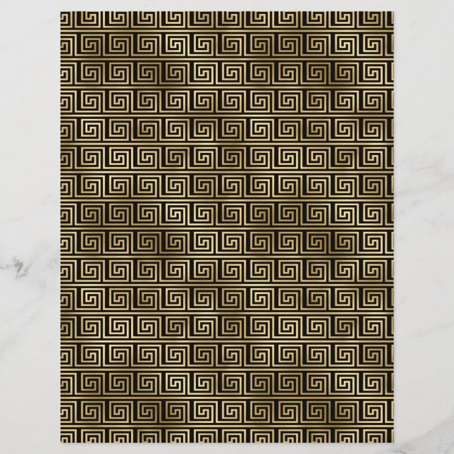 Black & Gold Art Deco Scrapbook Paper Sheet (Back)