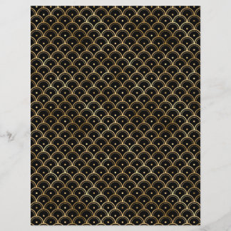 Black & Gold Art Deco Scrapbook Paper Sheet