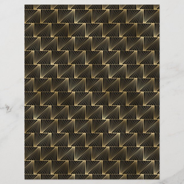 Black & Gold Art Deco Scrapbook Paper Sheet (Back)