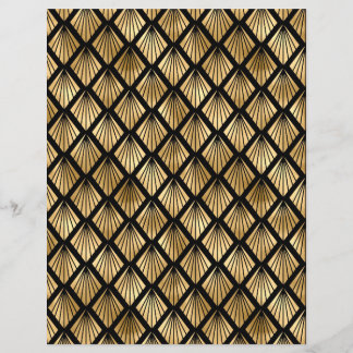 Black & Gold Art Deco Scrapbook Paper Sheet