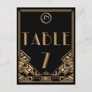Black Gold Art Deco Style Table Number 7 Postcard