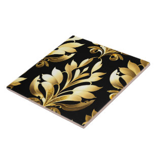 Black Gold Art Deco Trendy Collection Ceramic Tile