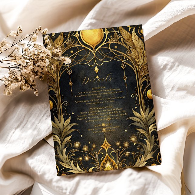 Black Gold Art Nouveau Wedding Enclosure Card (Creator Uploaded)
