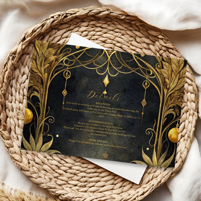 Black Gold Art Nouveau Wedding Enclosure Card (Creator Uploaded)