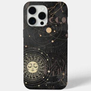 Black Gold Astrological Pattern iPhone 15 Pro Max Case