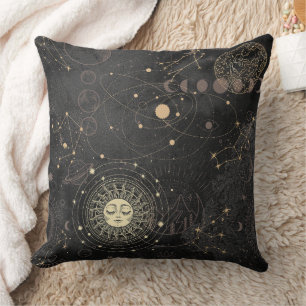 Black Gold Astrological Pattern Cushion