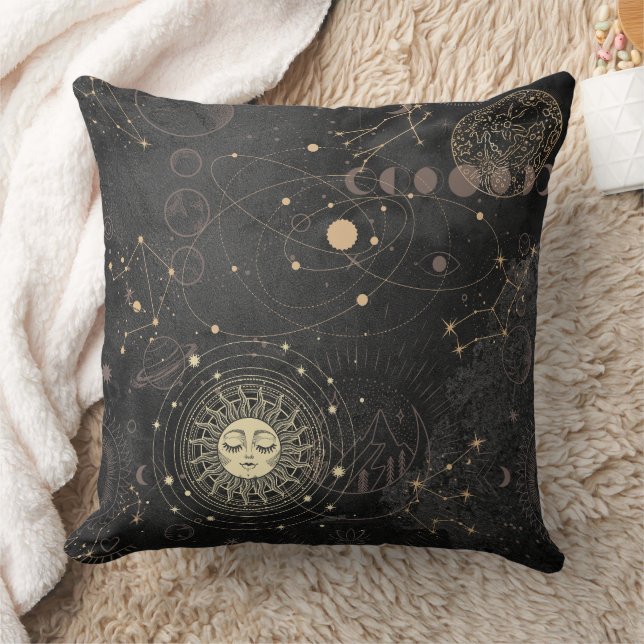 Black Gold Astrological Pattern Cushion (Blanket)