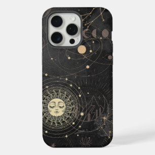 Black Gold Astrological Pattern iPhone 15 Pro Max Case