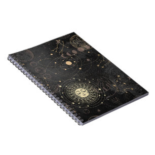 Black Gold Astrological Pattern Notebook