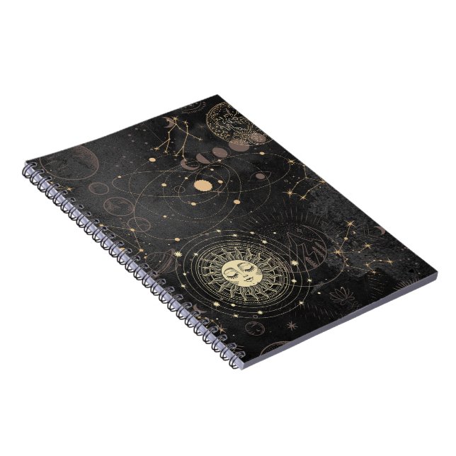 Black Gold Astrological Pattern Notebook (Right Side)