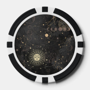 Black Gold Astrological Pattern Poker Chips