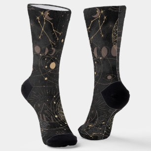 Black Gold Astrological Pattern Socks