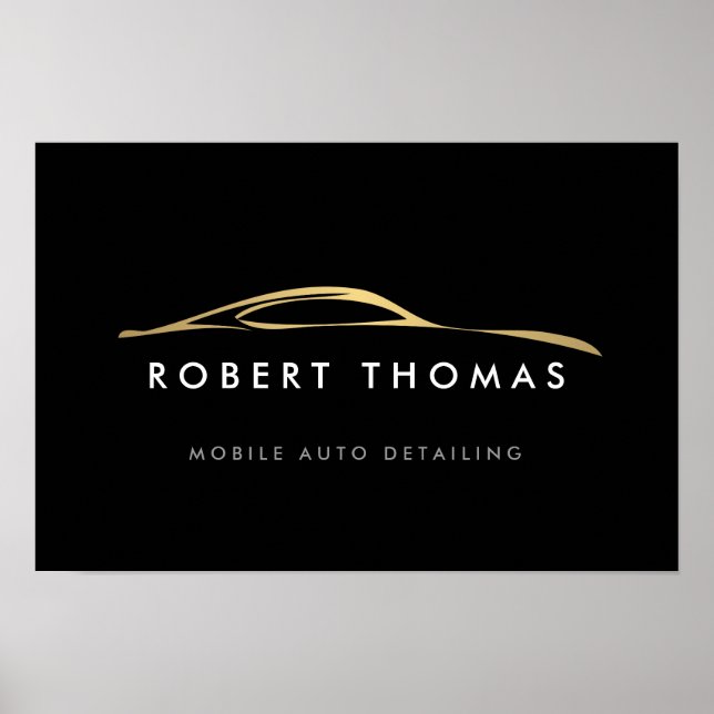 Black/Gold Auto Detail/Repair Logo Download Poster (Front)