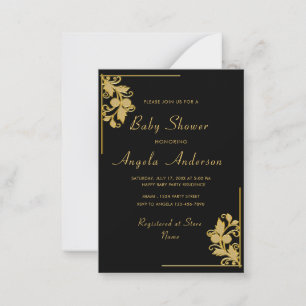 Black Gold Baby Girl Shower Invitation Template