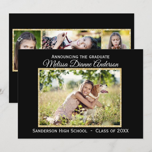 Black/Gold Background - Grad Announcement (Front/Back)