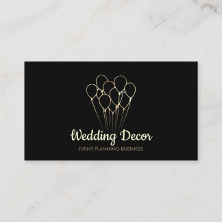 Black Gold Balloon Event Party Planner Business Card