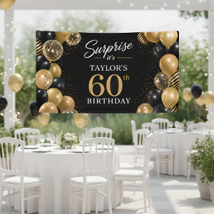 Black Gold Balloons 60th Birthday Banner