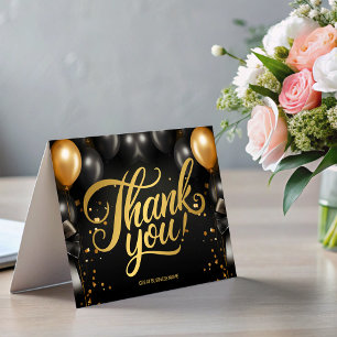 Black Gold Balloons  Business Thank You card