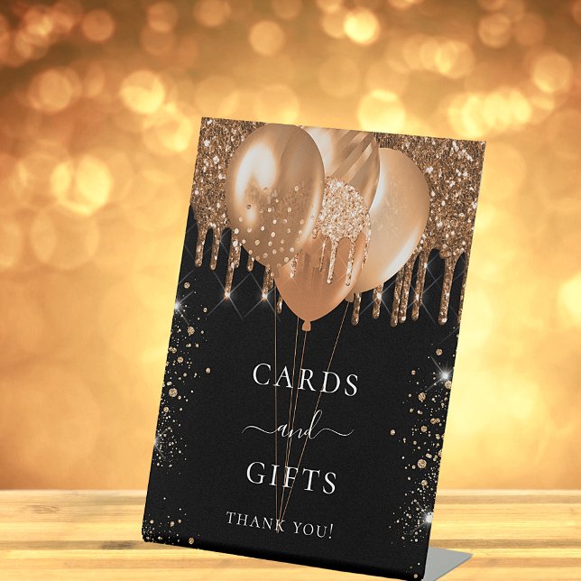 Black gold balloons cards gifts sign (Creator Uploaded)