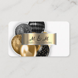Black Gold Balloons White Real Gold Foil Business Card