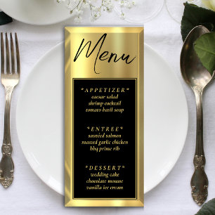 Black & Gold Bar Elegant Wedding Reception Menu