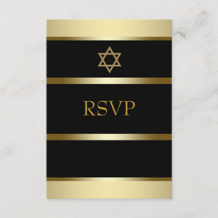 Black Gold Bar Mitzvah RSVP Card