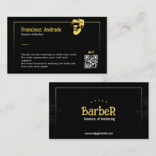 Black Gold Barber Thank You Business Card