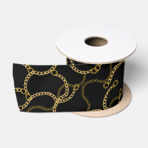 Black Gold Baroque Chain Luxury Satin Ribbon
