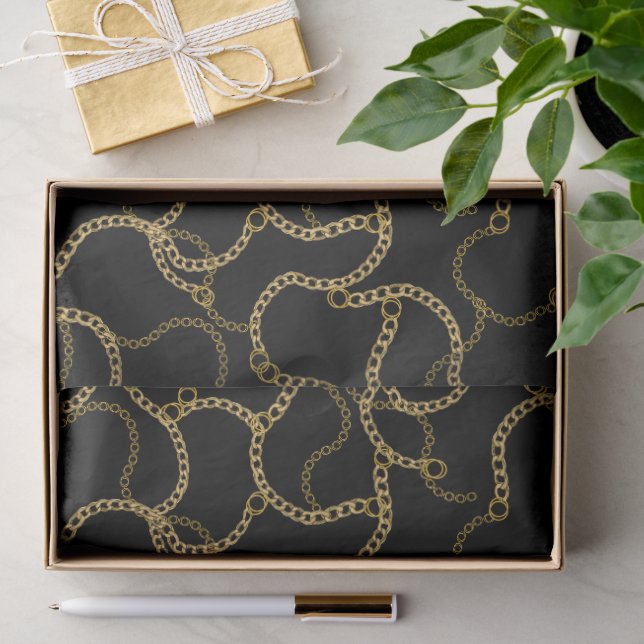 Black Gold Baroque Chain Luxury Tissue Paper (Gift)