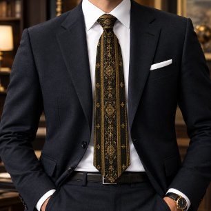 Black & Gold Baroque Regency Tie
